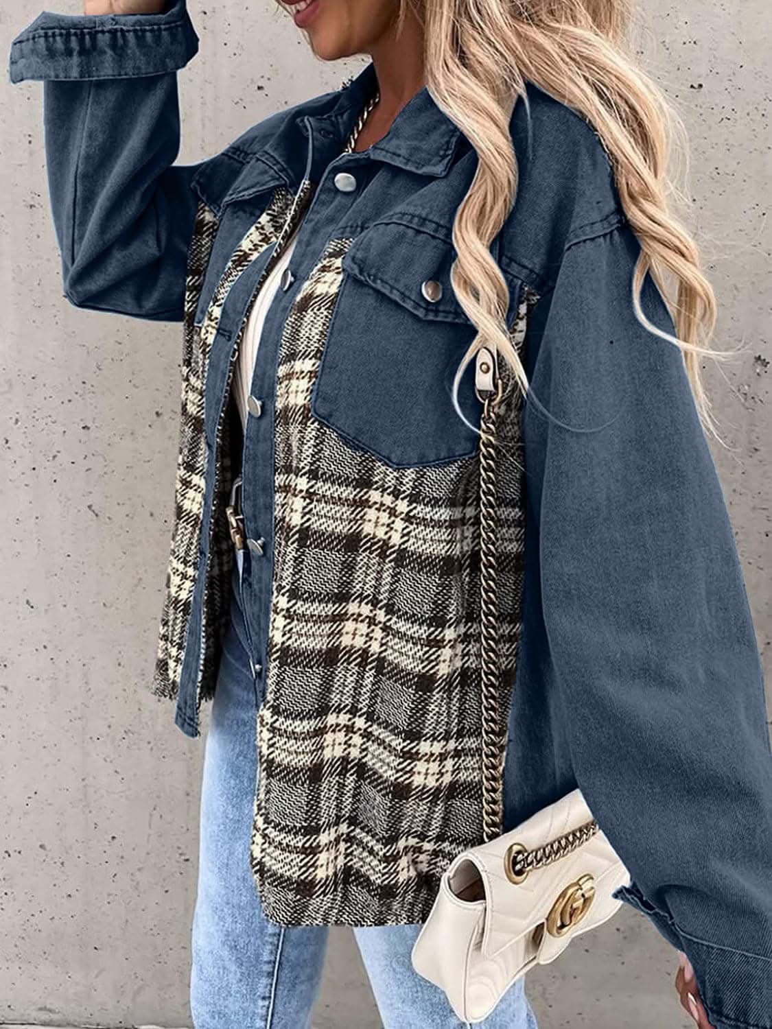 Plaid Oversized Cotton Jacket - Love Salve