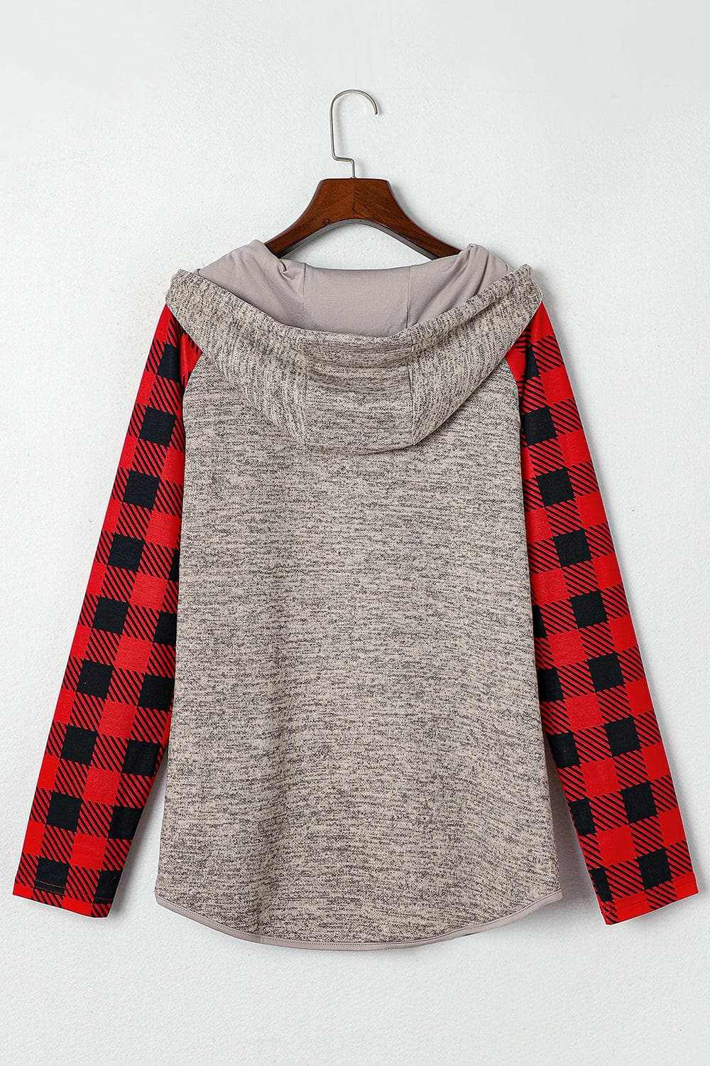 Plaid half snap hoodie for comfort - Love Salve