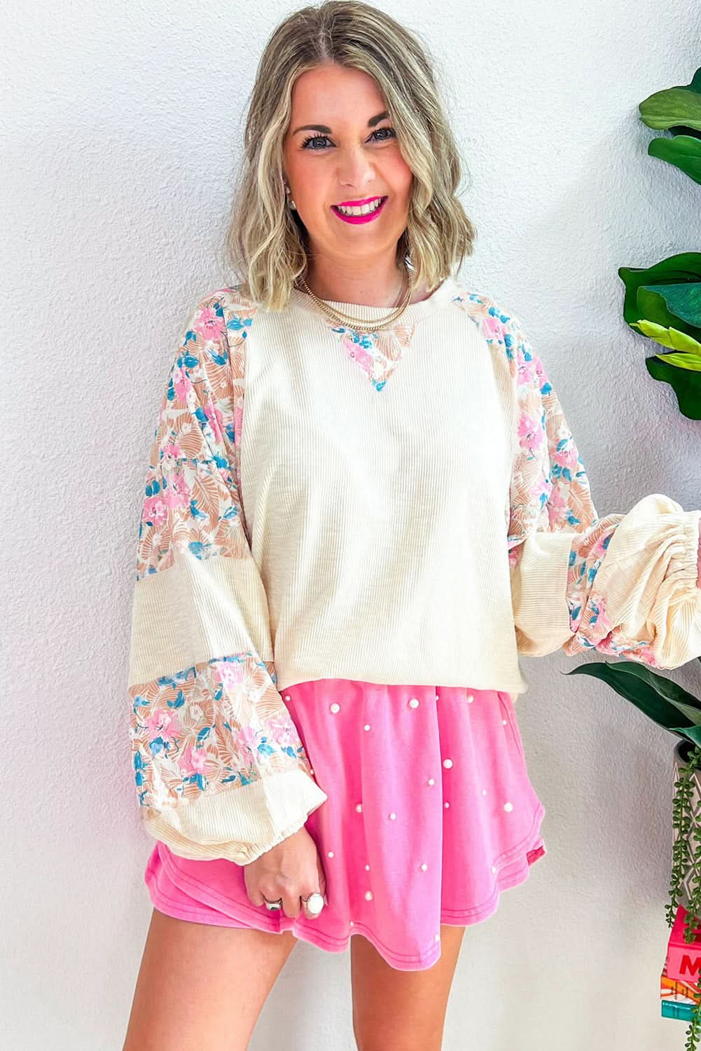 Plus-size apricot floral top - Love Salve
