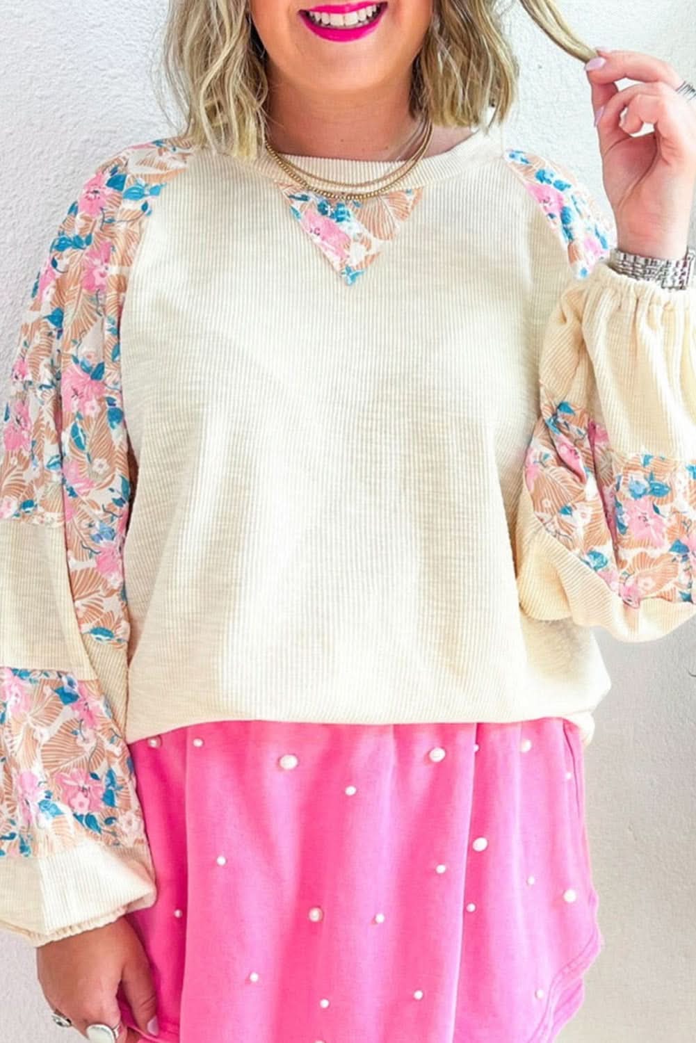 Plus-size apricot floral top - Love Salve