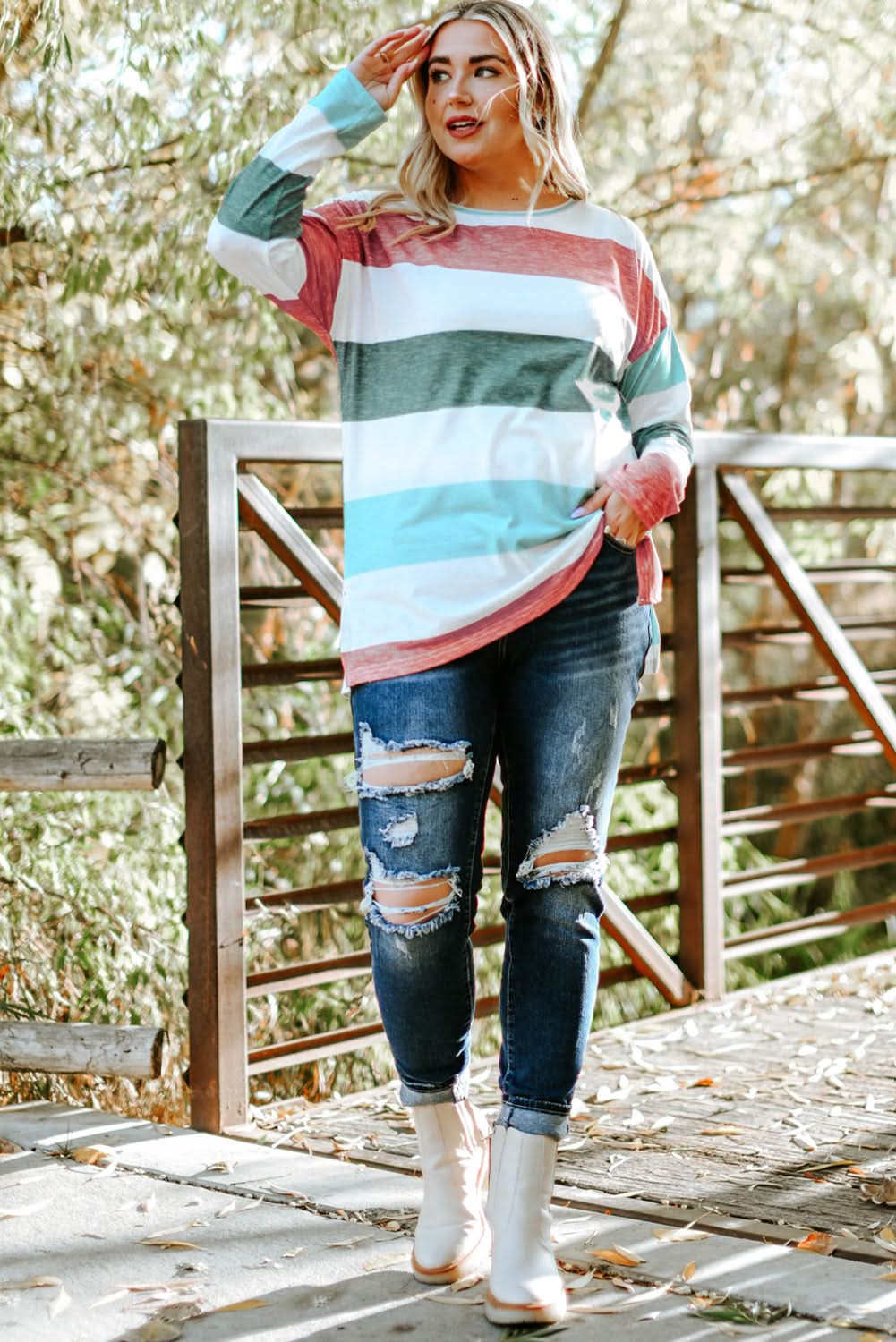 Plus Size Colorblock Pullover - Love Salve