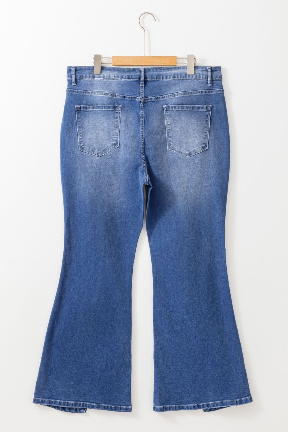 Plus size blue high-waist flare jeans