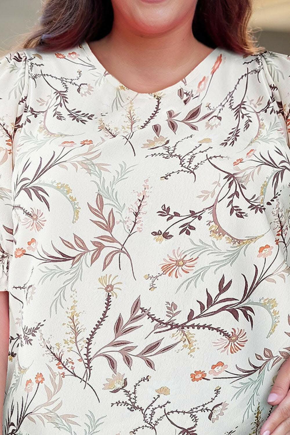 Plus size floral puff sleeve top - Love Salve