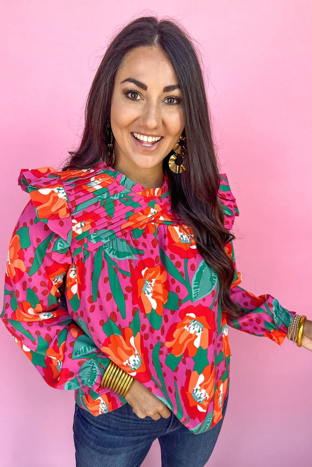 Plus size floral ruffle blouse - Love Salve