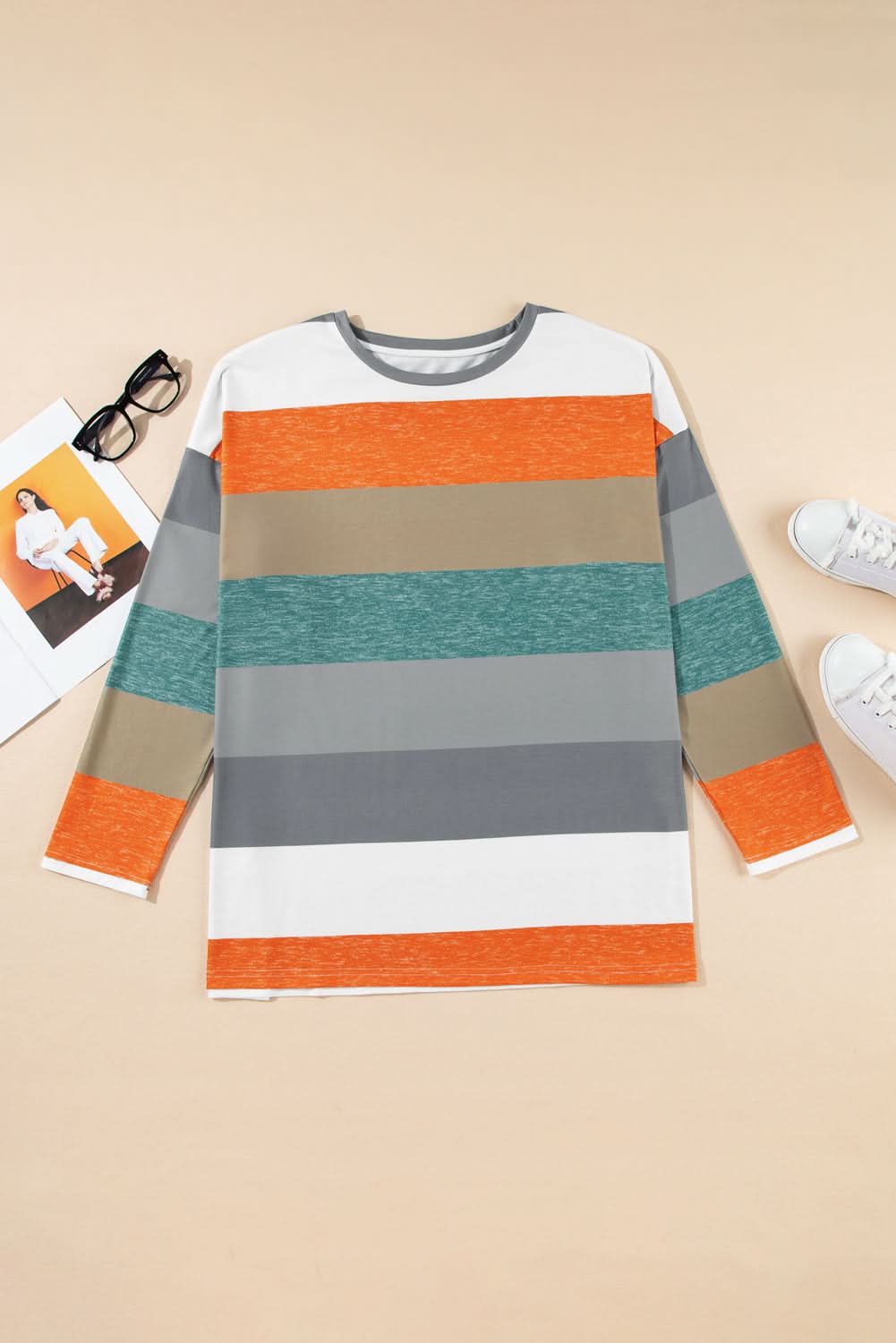 Plus size green stripe pullover - Love Salve
