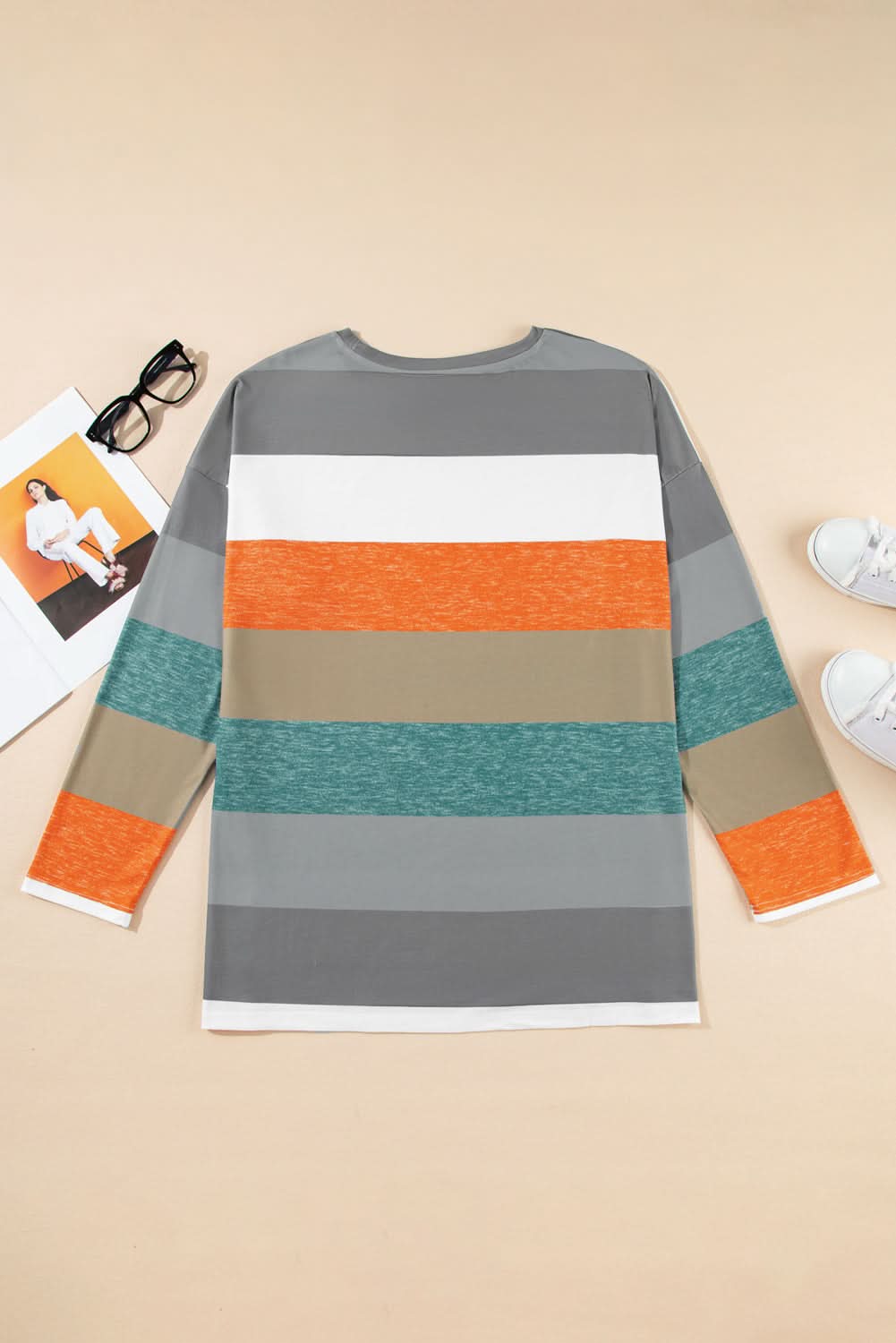 Plus size green stripe pullover - Love Salve