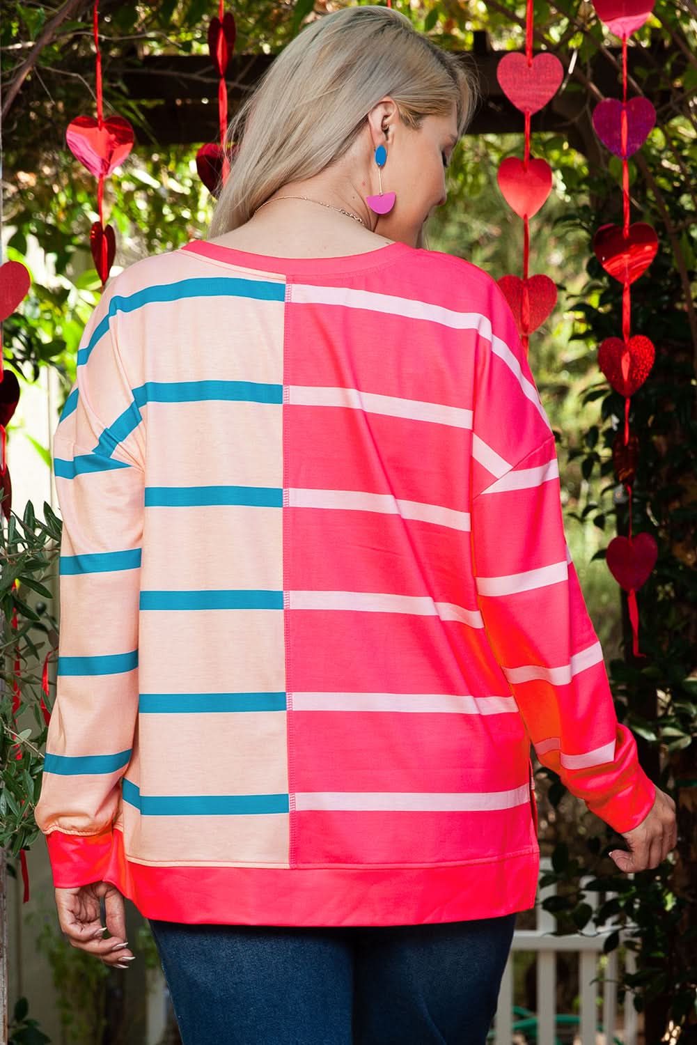 Plus size rose stripe tee - Love Salve