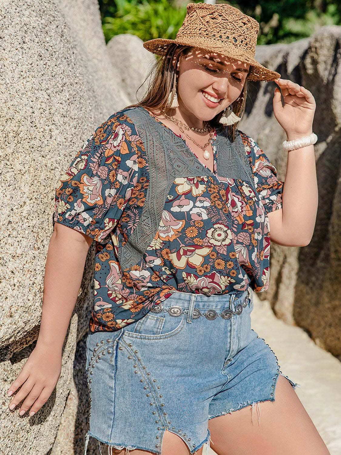 Plus size semi-sheer blouse - Love Salve
