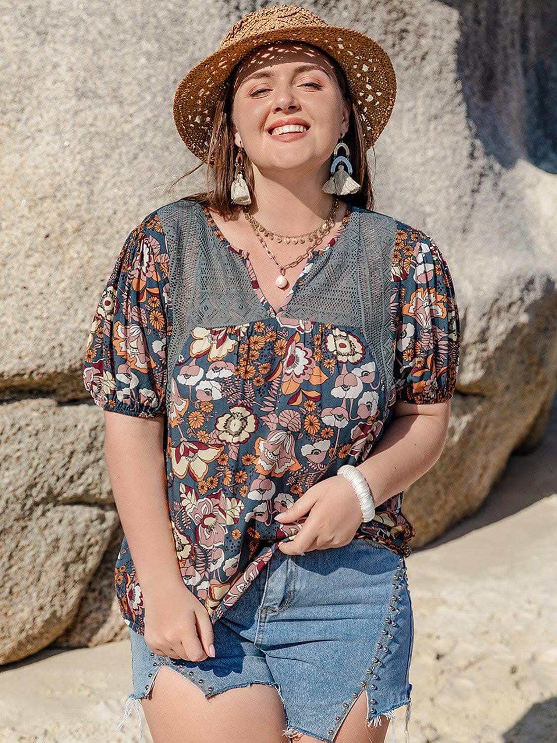 Plus size semi-sheer blouse - Love Salve