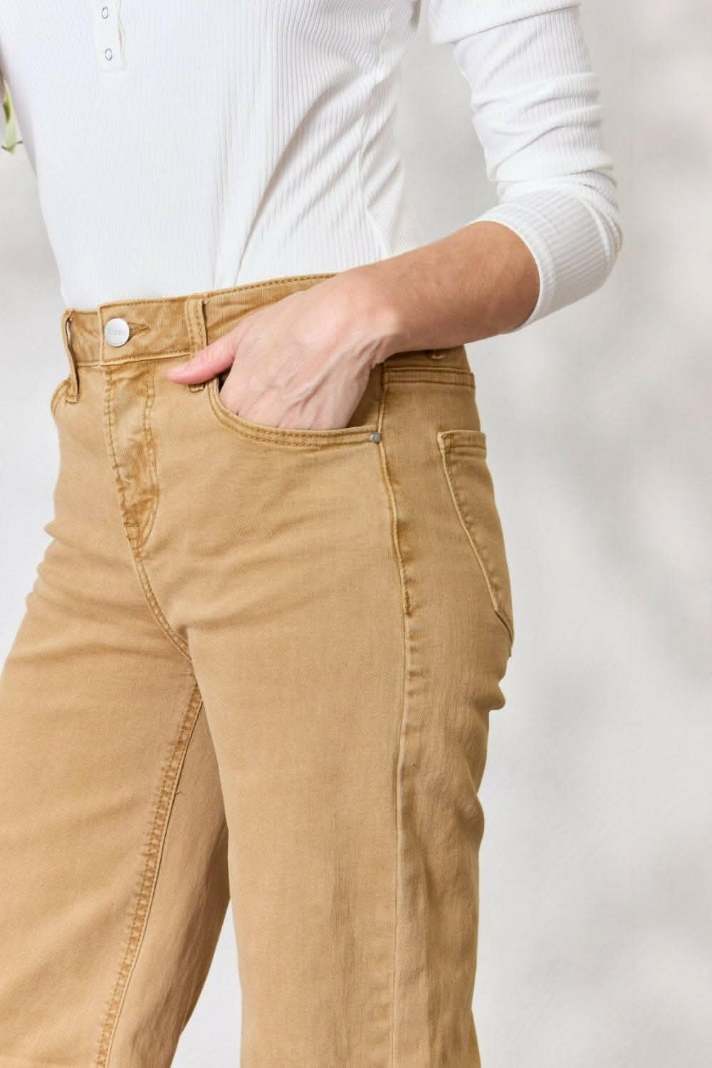 RISEN High-Waisted Wide Leg Fringe Jeans - Love Salve