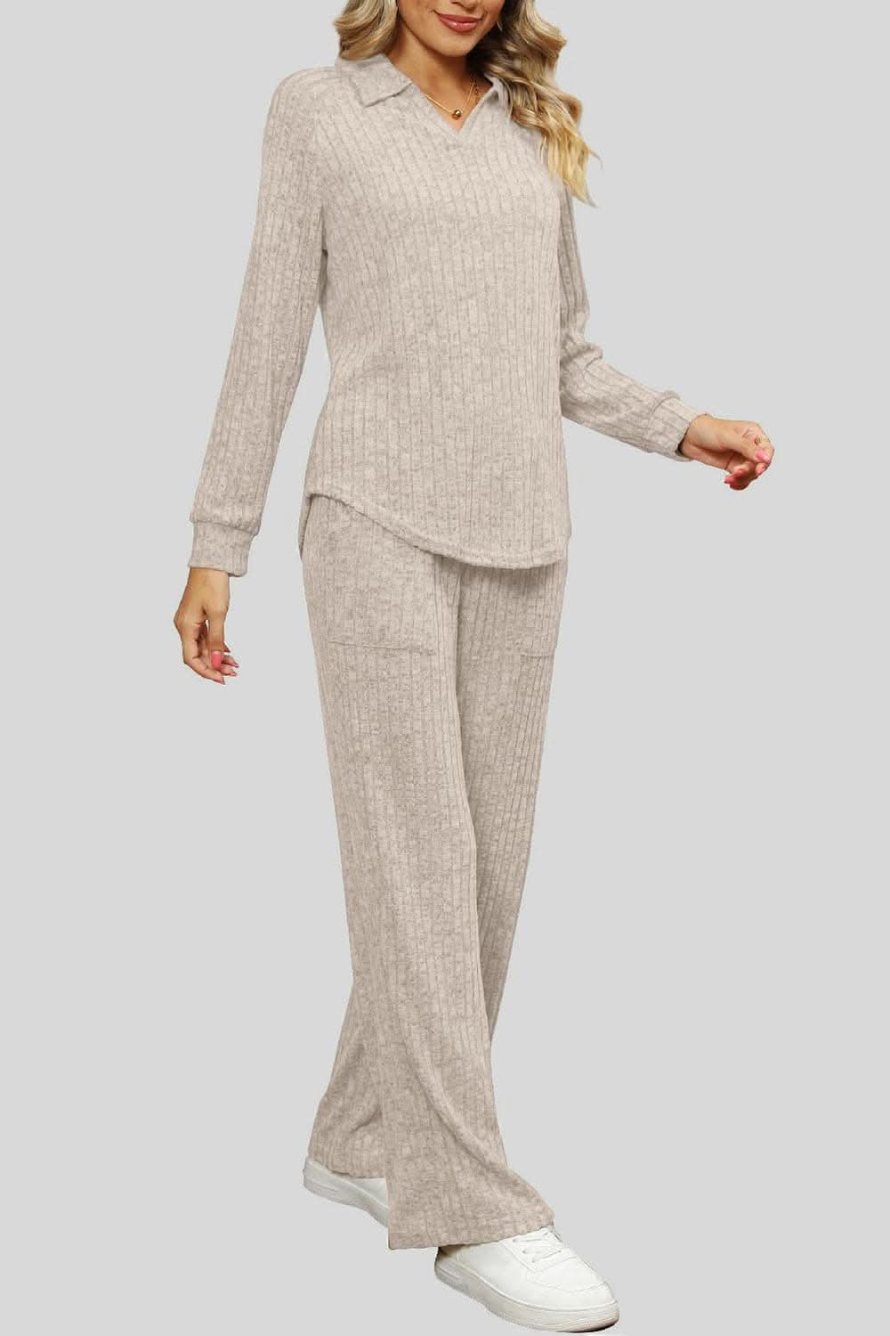 Ribbed lounge set with pockets