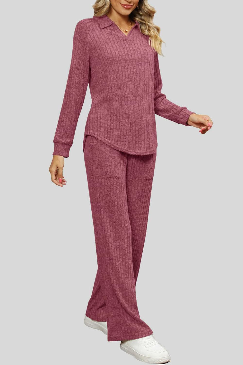 Ribbed lounge set with pockets