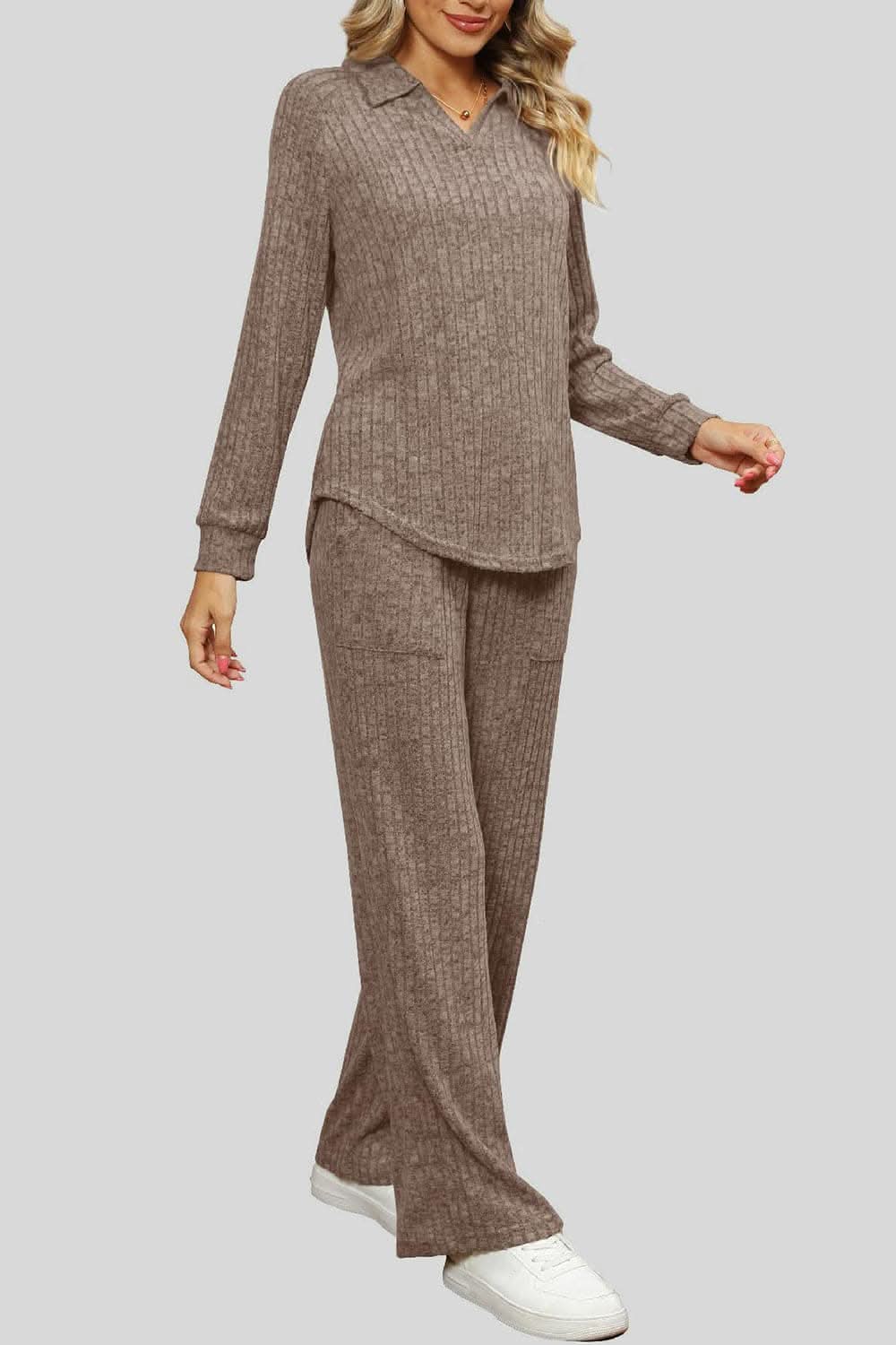 Ribbed lounge set with pockets