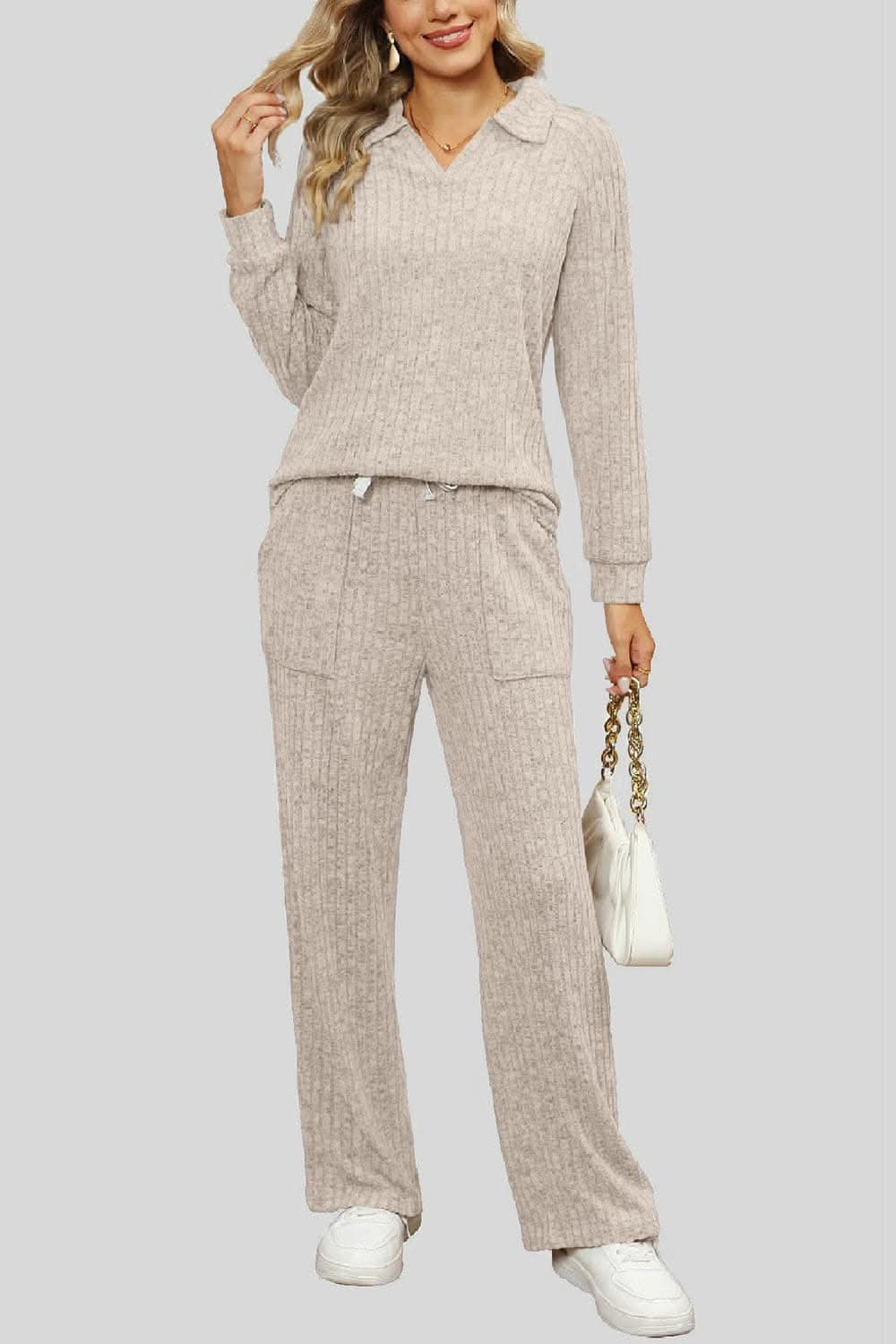 Ribbed lounge set with pockets