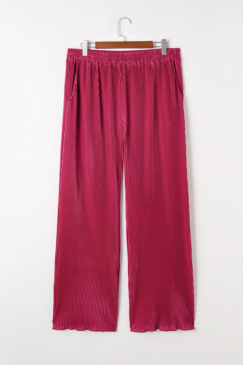 Rose Red Plus Size Ribbed Long Sleeve Shirt and Pants Pajama Set - Love Salve