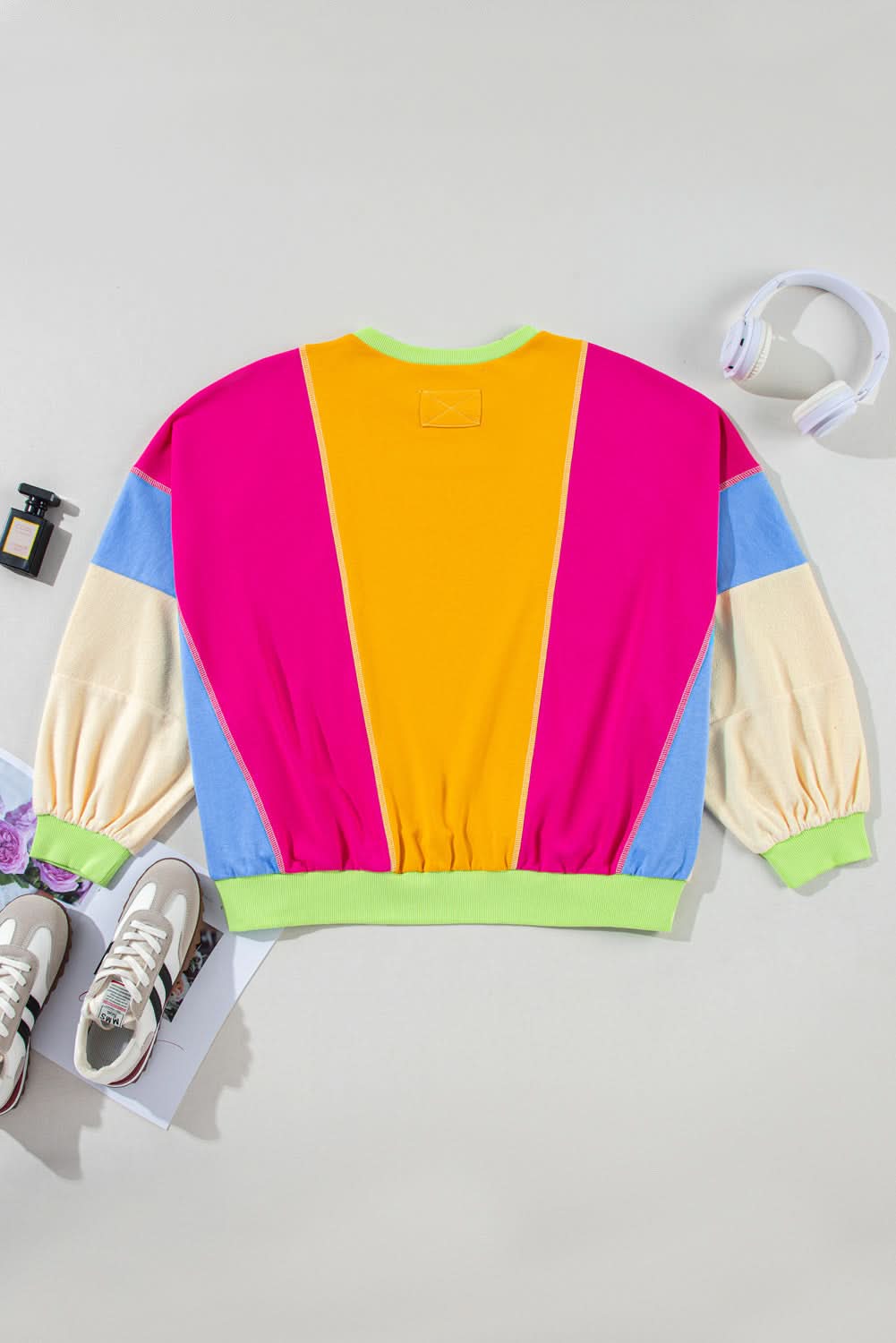 Rose red plus size colorblock sweatshirt - Love Salve