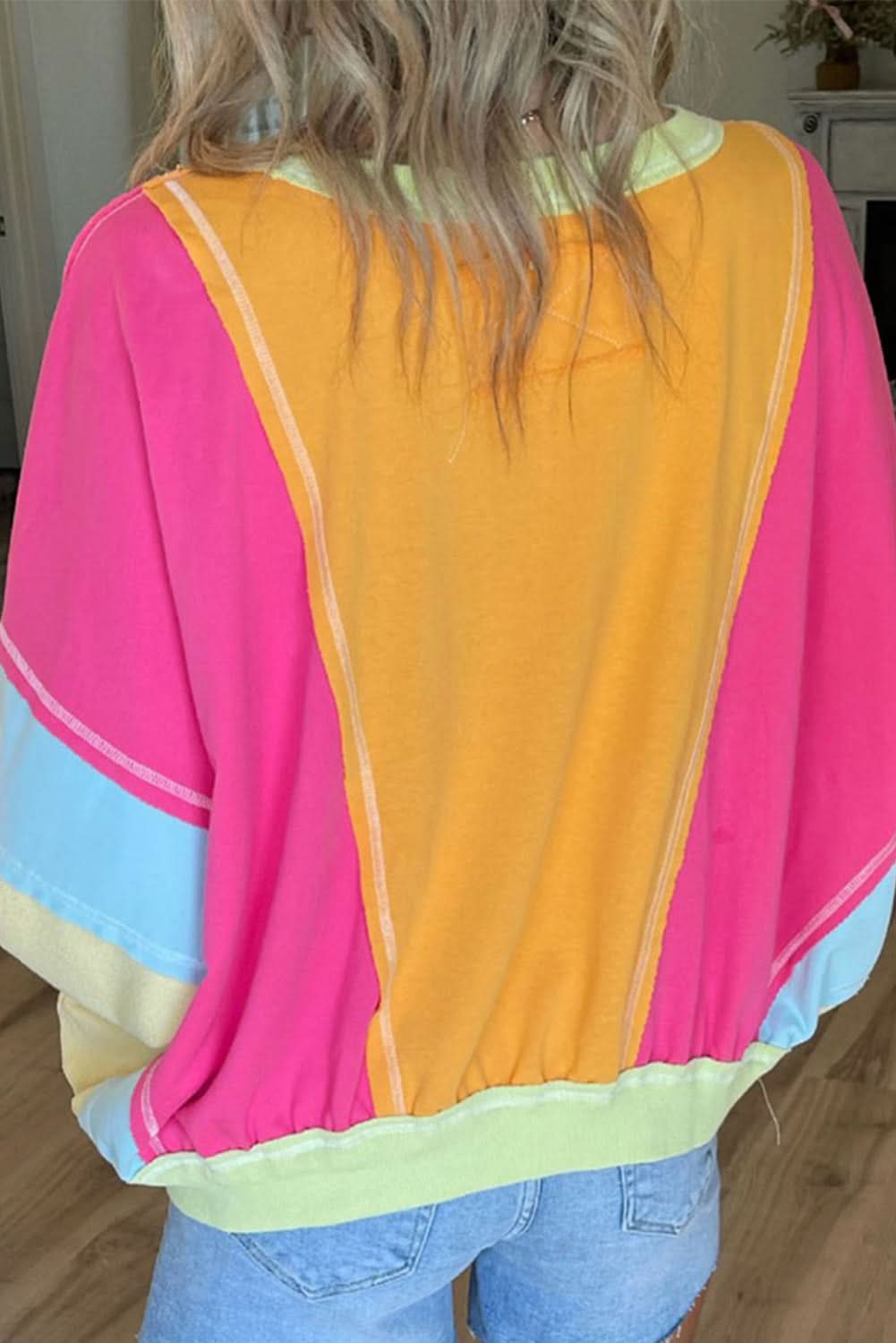 Rose red plus size colorblock sweatshirt - Love Salve