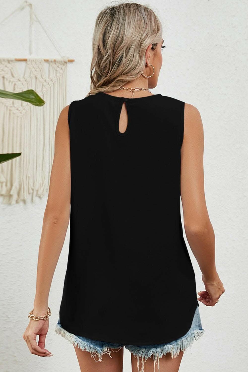 Ruched sheer tank top - elegant style