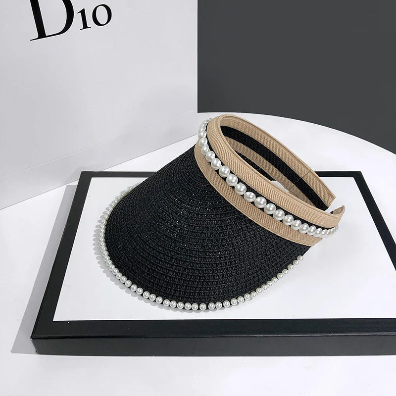 Casual Pearl Sun Visor Beach Hat for Stylish Sun Protection - Love Salve