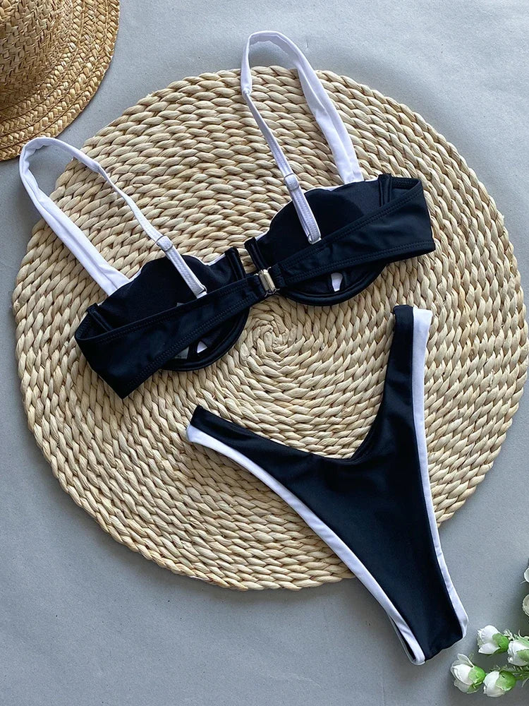 Mira Two Piece Swimsuit with Color Block Design and Comfort - Love Salve