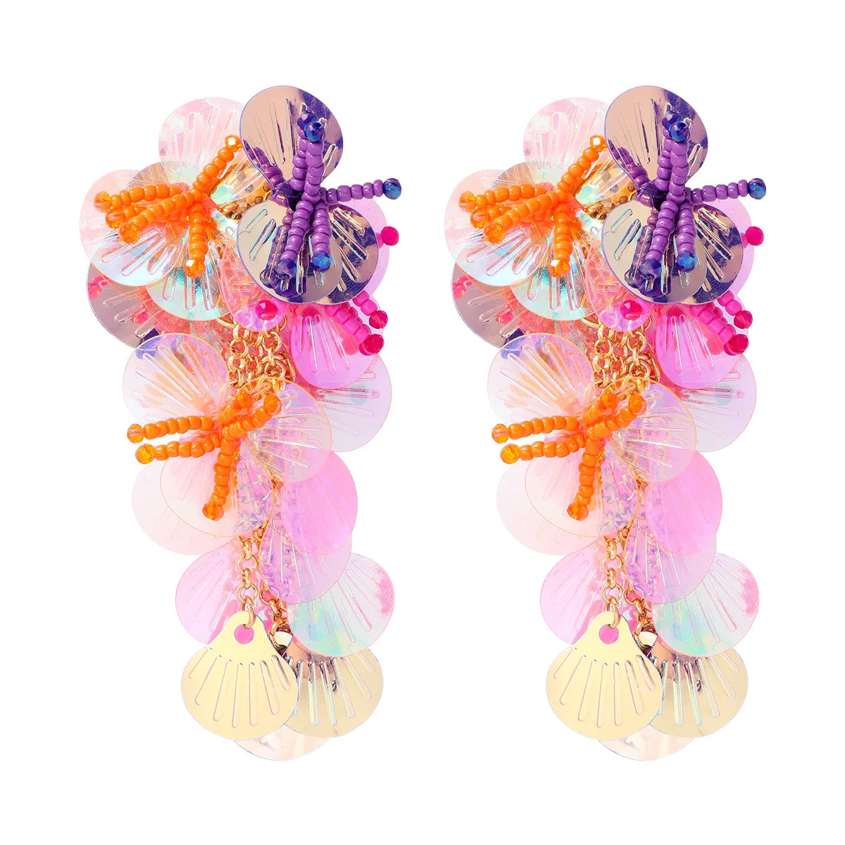 Colorful Shiny Large Shell Earrings for Bold Fashion Style - Love Salve