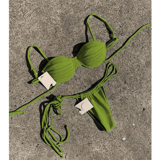 Flava Two Piece Swimsuit with Floral Lace-Up Detail - Love Salve