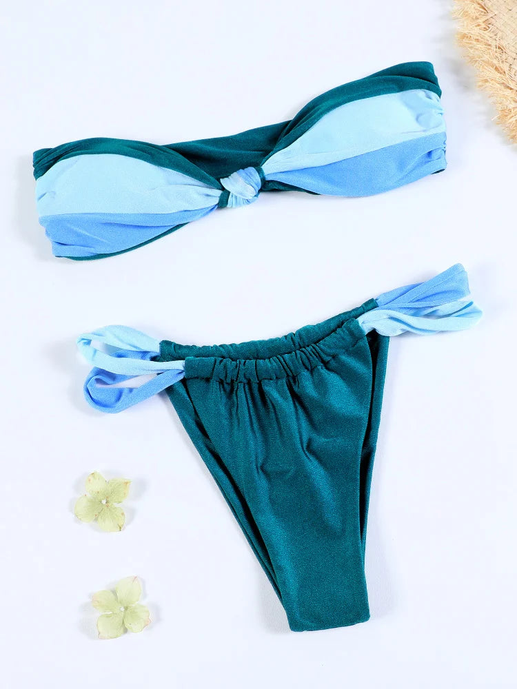 Stylish Earth Element Two Piece Swimsuit for Women