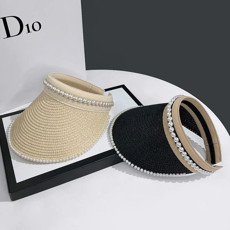 Casual Pearl Sun Visor Beach Hat for Stylish Sun Protection - Love Salve