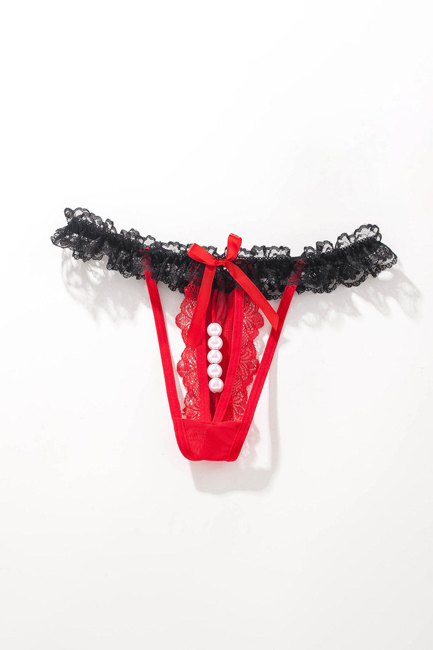3wishes.com Apparel & Accessories > Lingerie - Crotchless ruffle Lace Thong - Premium Quality