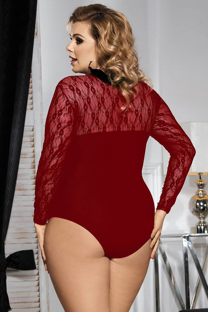 3wishes: Plus Size Lace Bodysuit