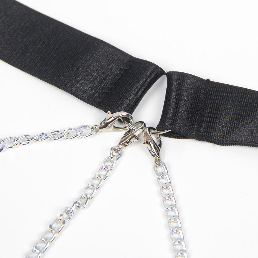 Black Harness Teddy with Chains black - Apparel & Accessories