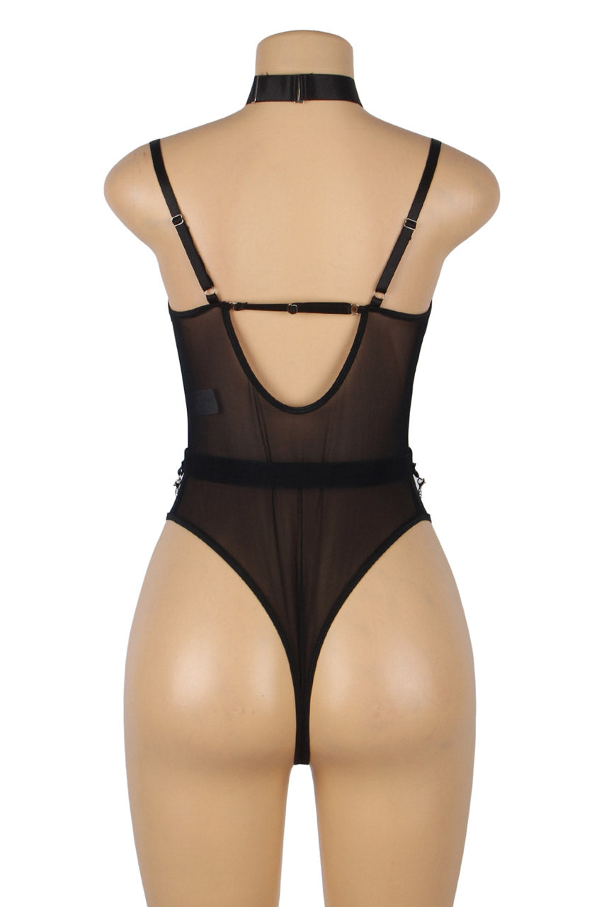 Black Harness Teddy with Chains black - Apparel & Accessories