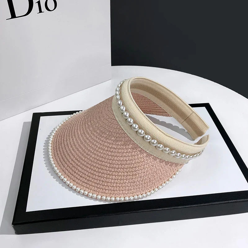 Casual Pearl Sun Visor Beach Hat for Stylish Sun Protection - Love Salve