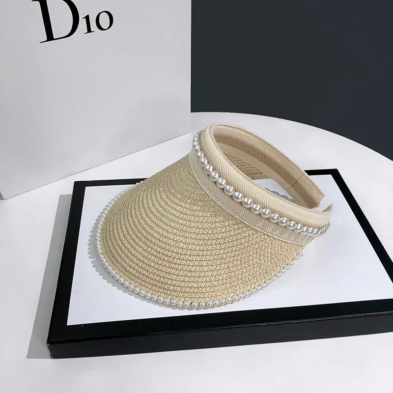 Casual Pearl Sun Visor Beach Hat for Stylish Sun Protection - Love Salve