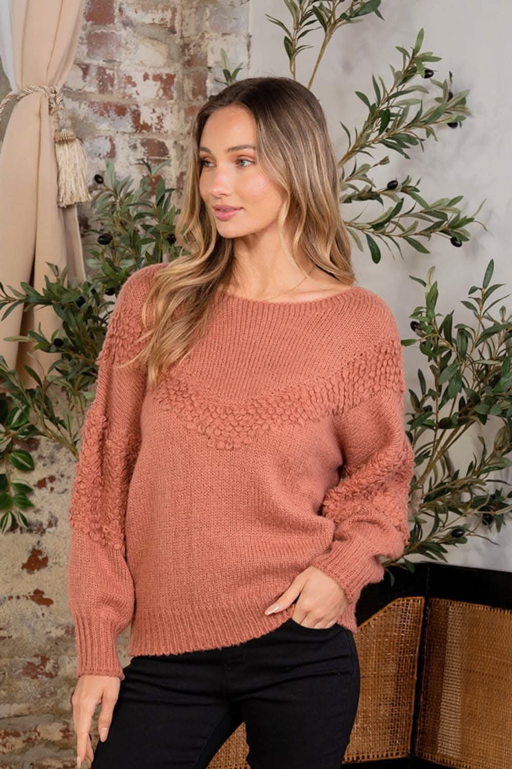 Sew In Love Boat Neck Long Sleeve Sweater - Love Salve