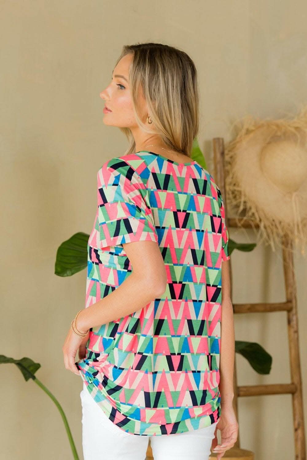 Sew In Love Full Size Geometric Round Neck Top - Love Salve