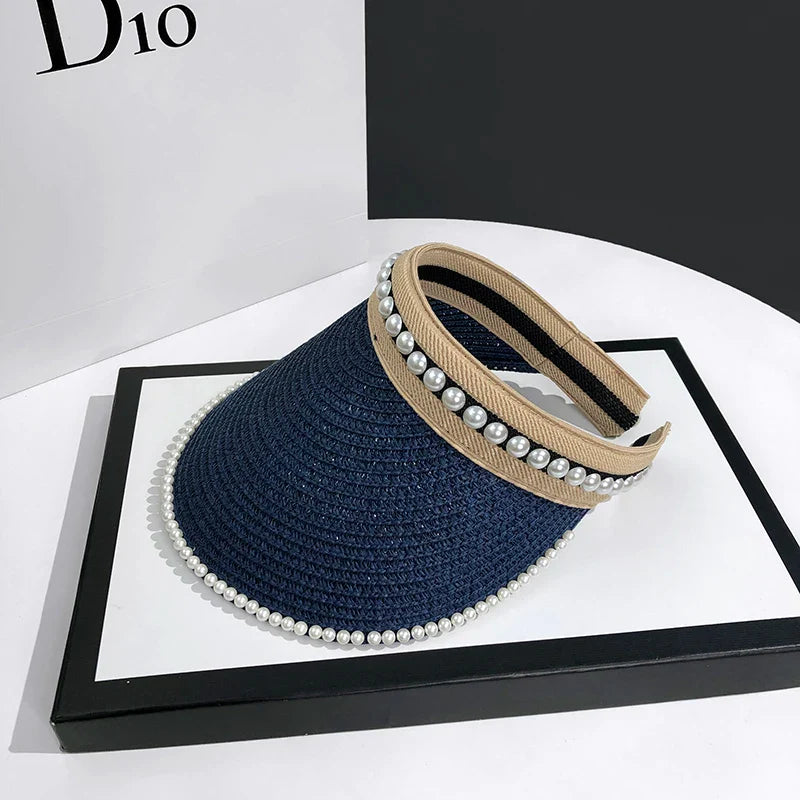 Casual Pearl Sun Visor Beach Hat for Stylish Sun Protection - Love Salve