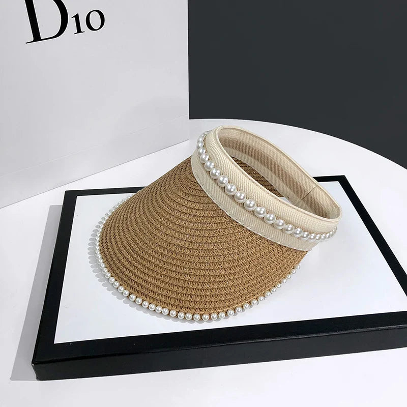 Casual Pearl Sun Visor Beach Hat for Stylish Sun Protection - Love Salve