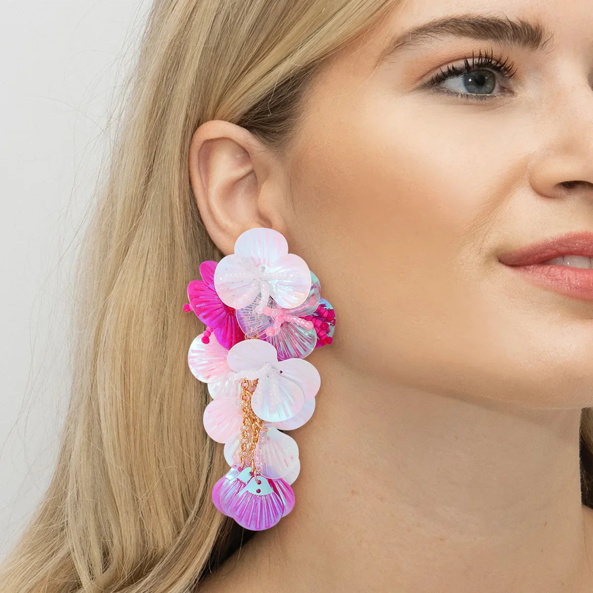 Colorful Shiny Large Shell Earrings for Bold Fashion Style - Love Salve