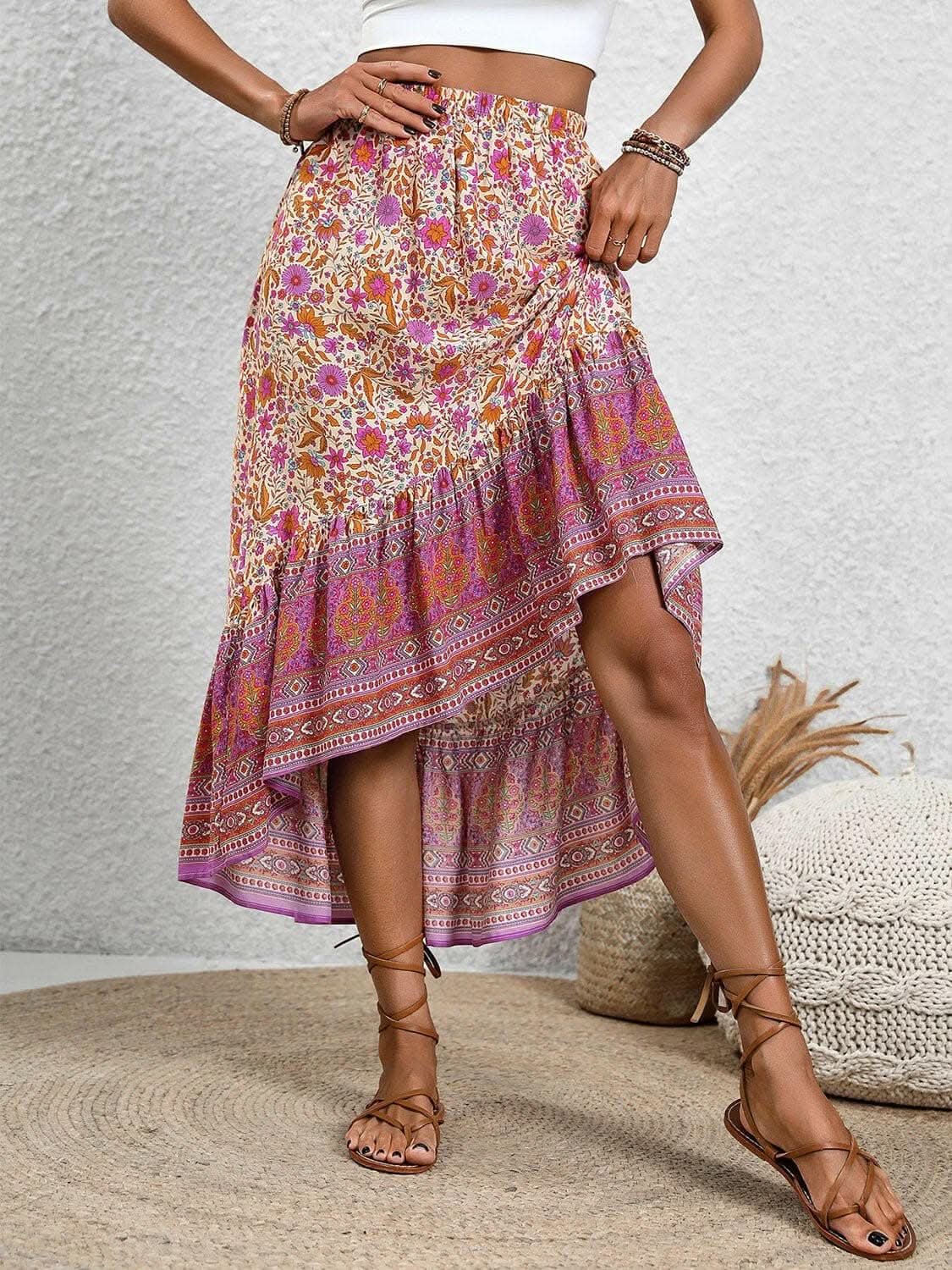 Sheer high-low skirt with elastic waist - Love Salve