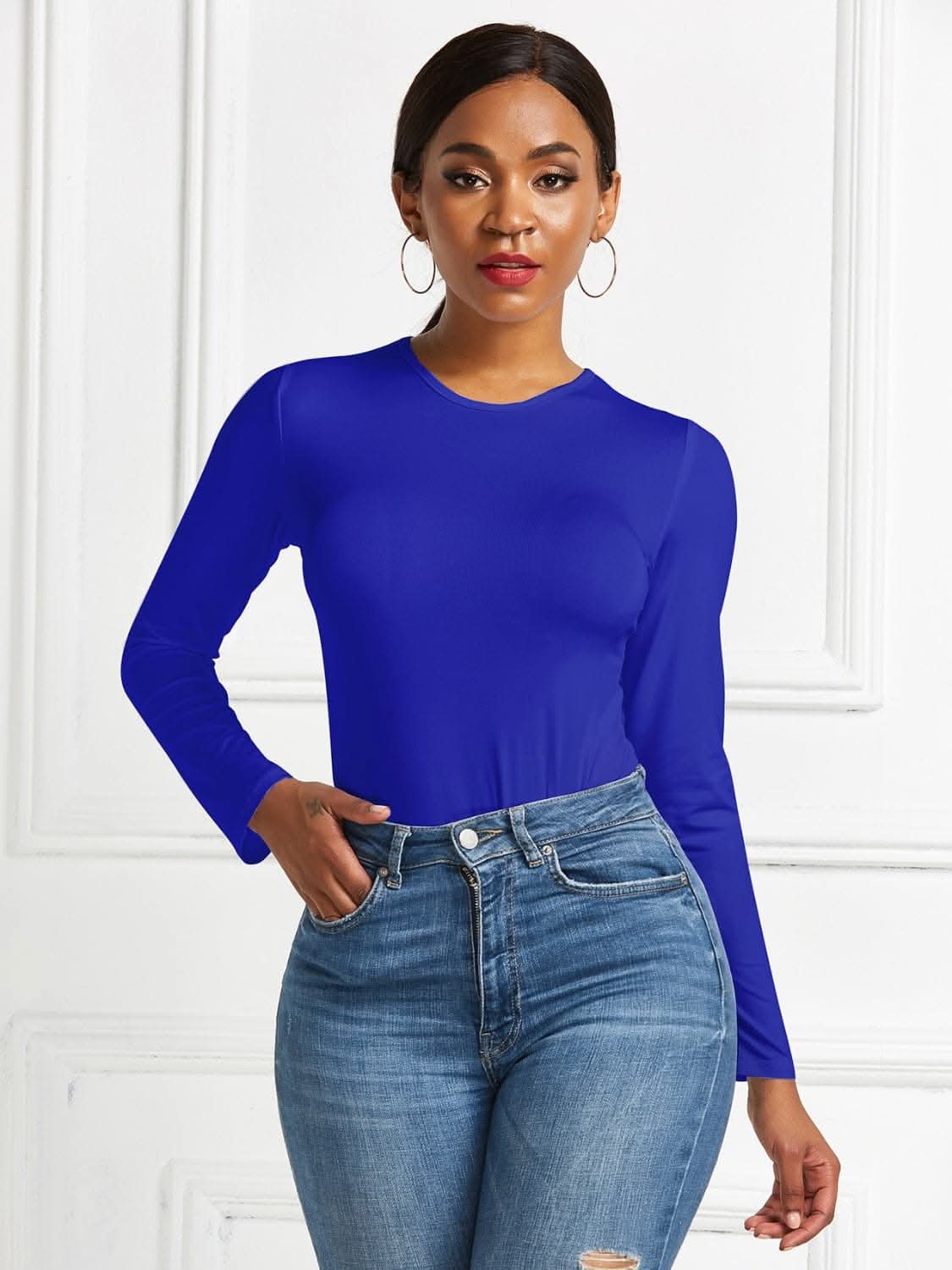 Sheer long sleeve bodysuit - stretch fit
