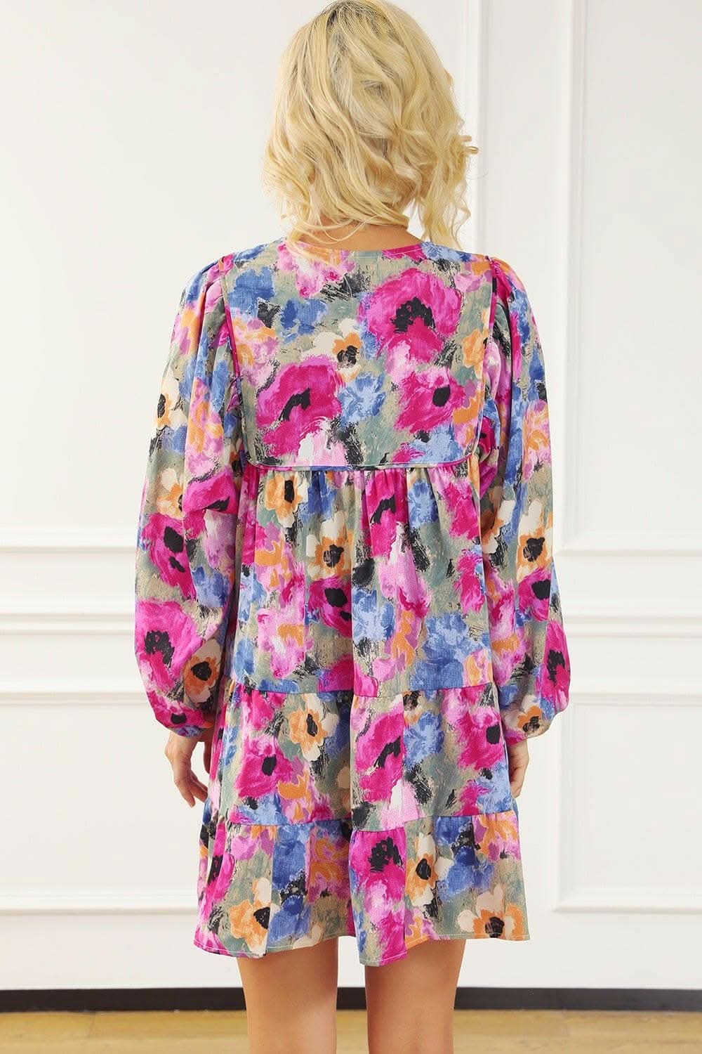 Sheer tie neck mini dress - Love Salve