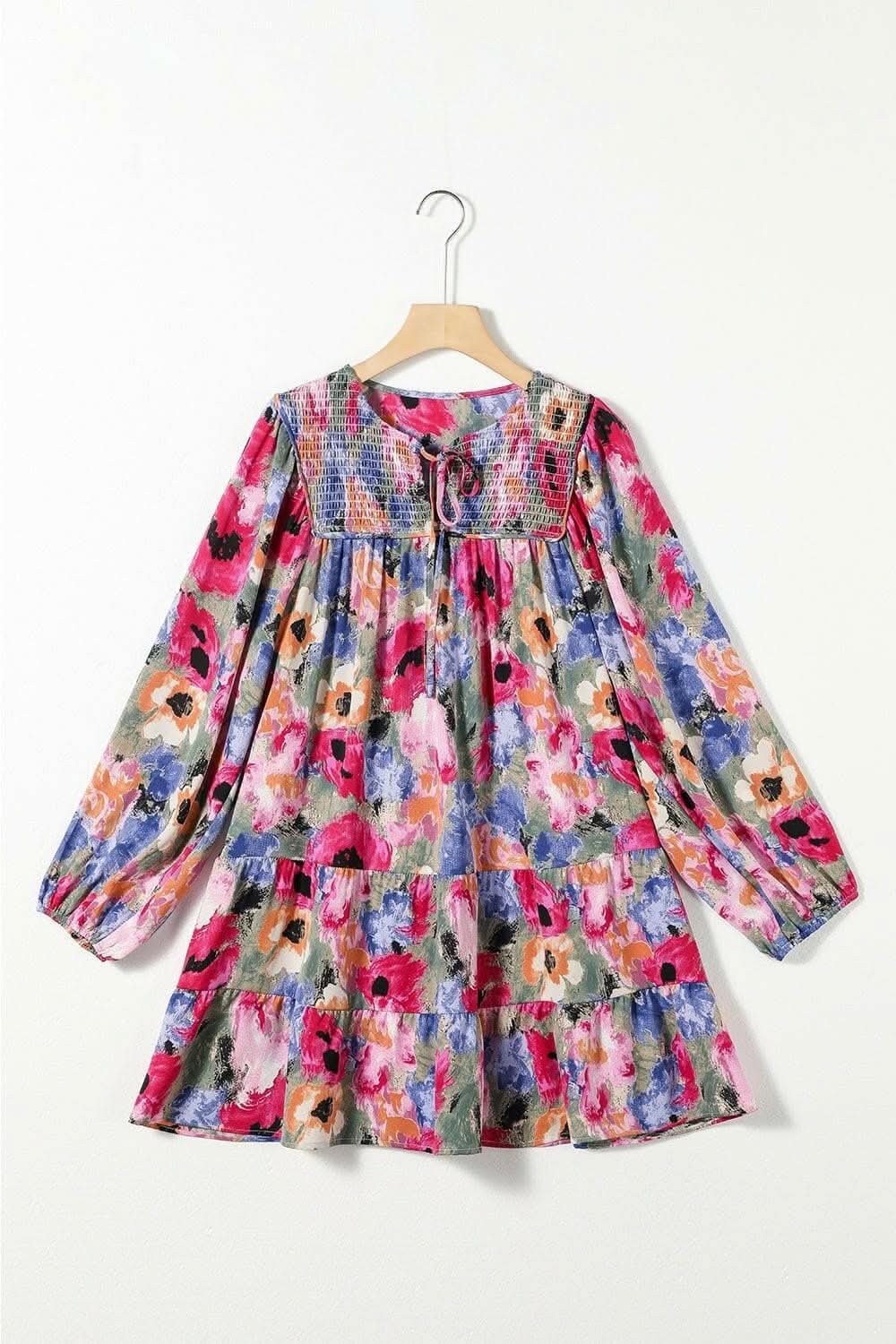 Sheer tie neck mini dress - Love Salve