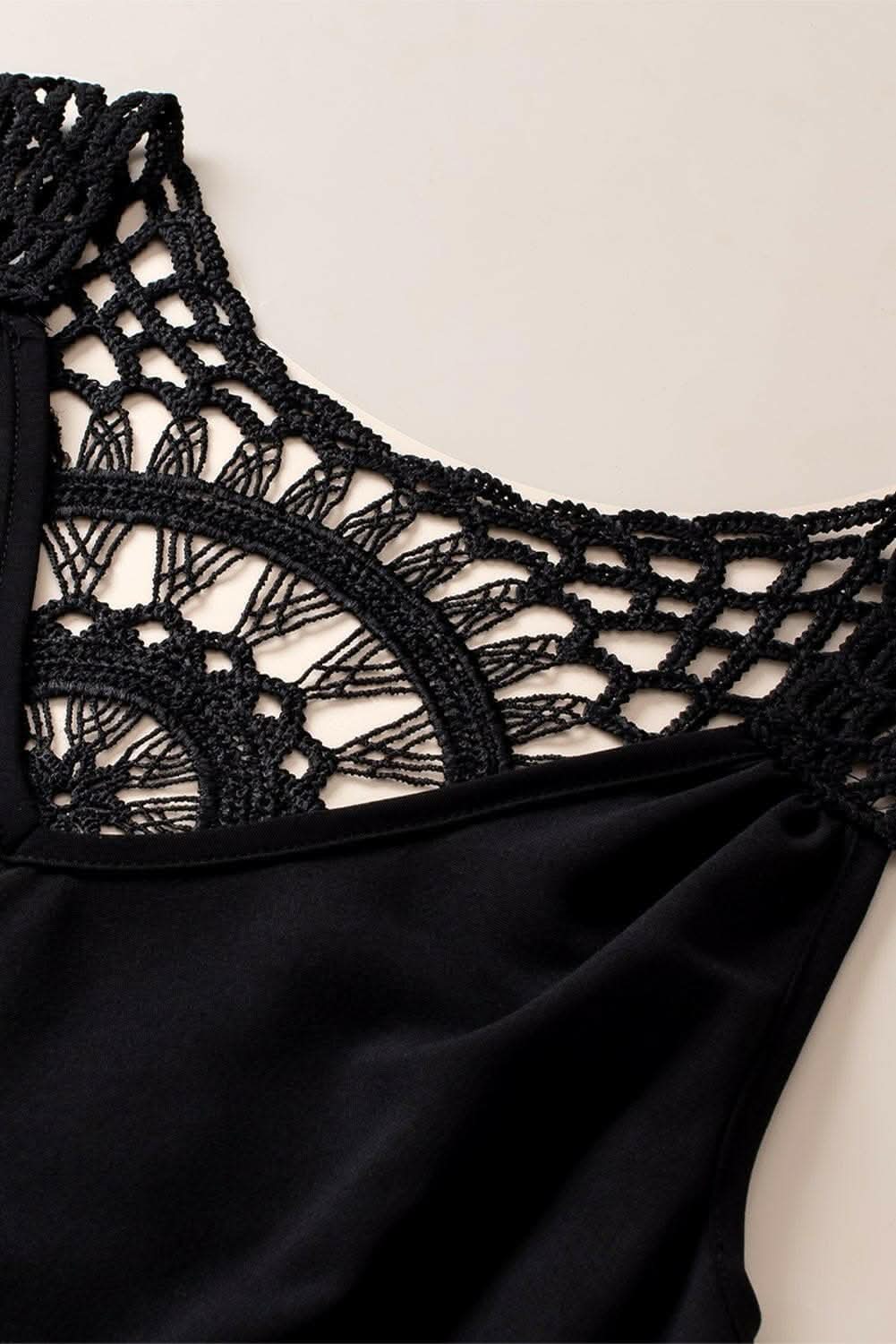 Sheer v-neck tank with openwork design - Love Salve