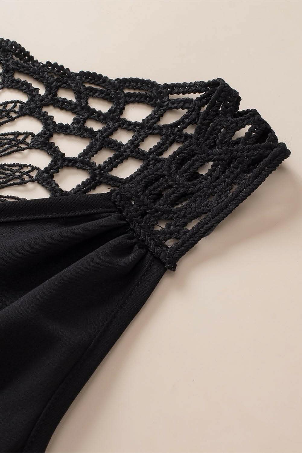 Sheer v-neck tank with openwork design - Love Salve