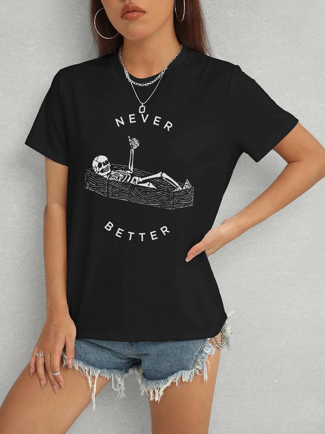 Skull print slim fit tee for men
