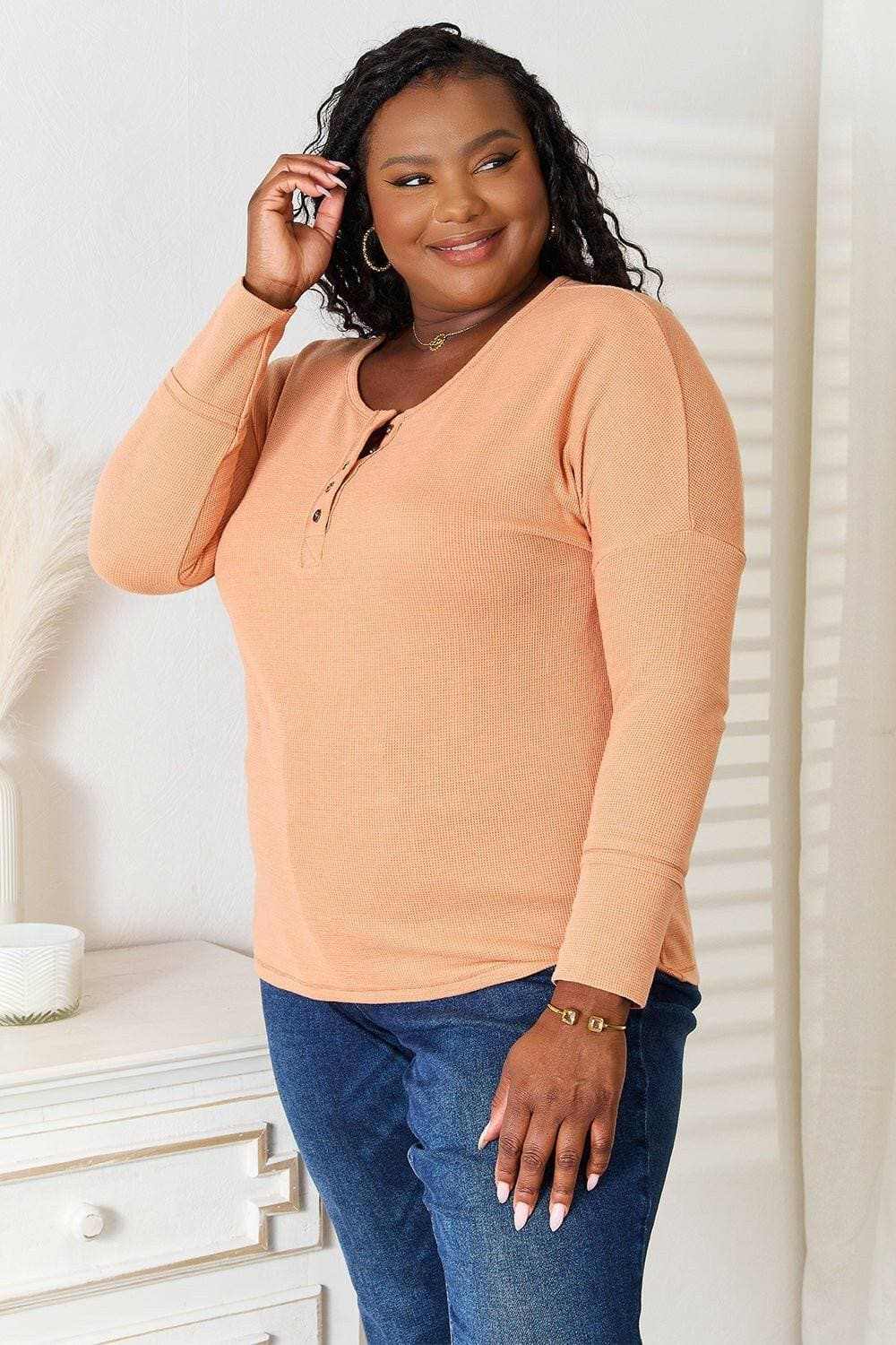 Sophisticated Comfort Half Button Blouse - Love Salve