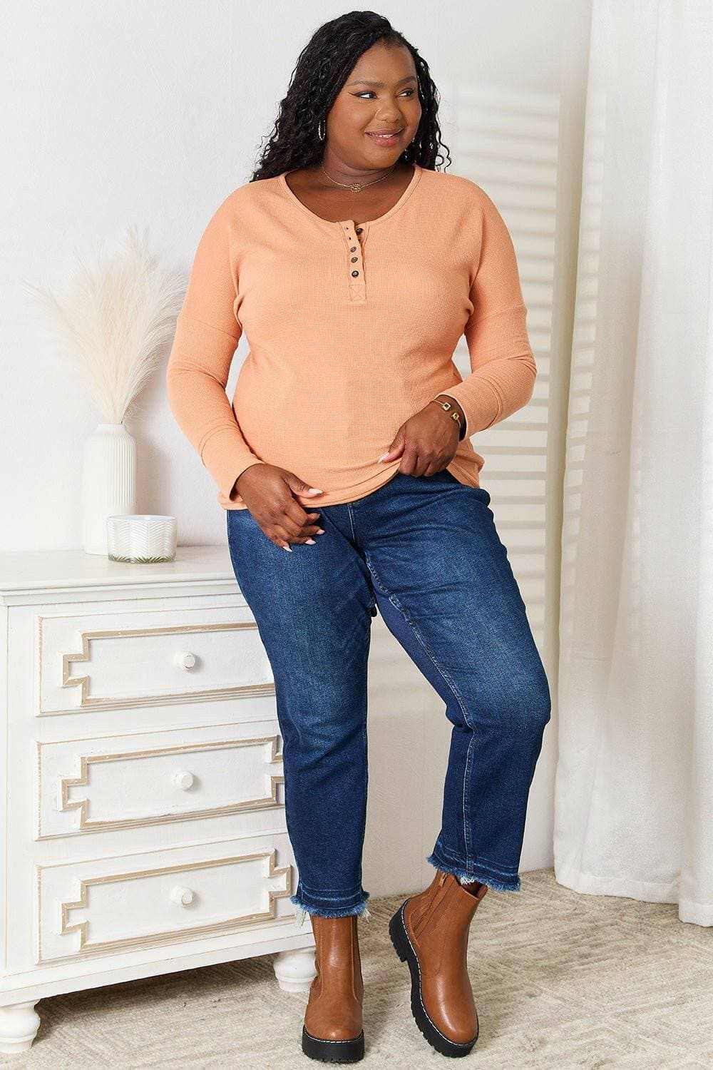 Sophisticated Comfort Half Button Blouse - Love Salve