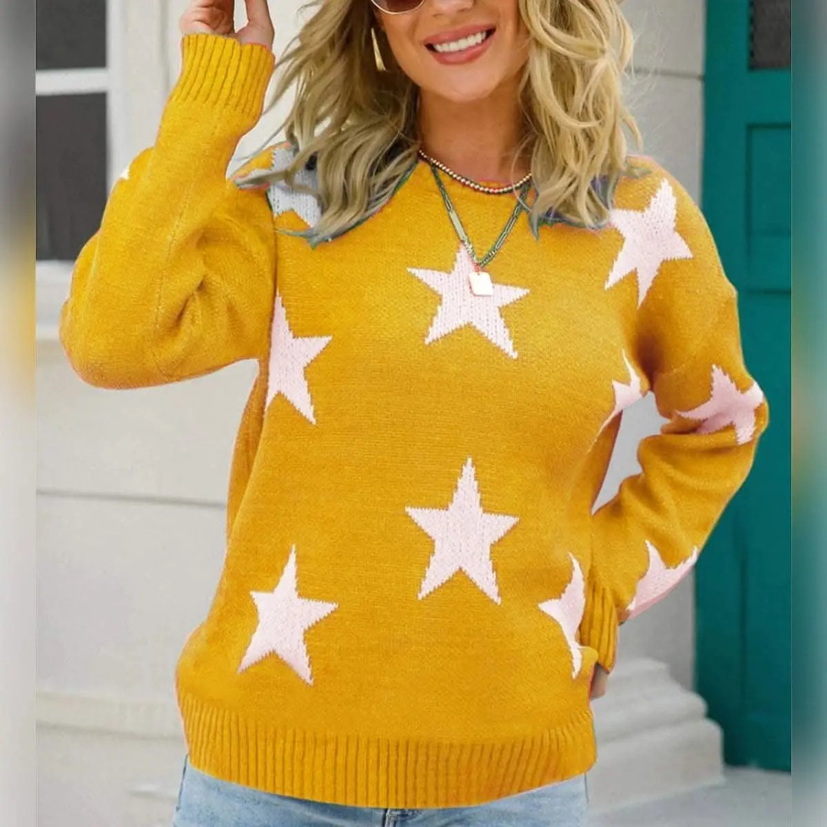 Star Print Sweater - Cozy Acrylic - Love Salve