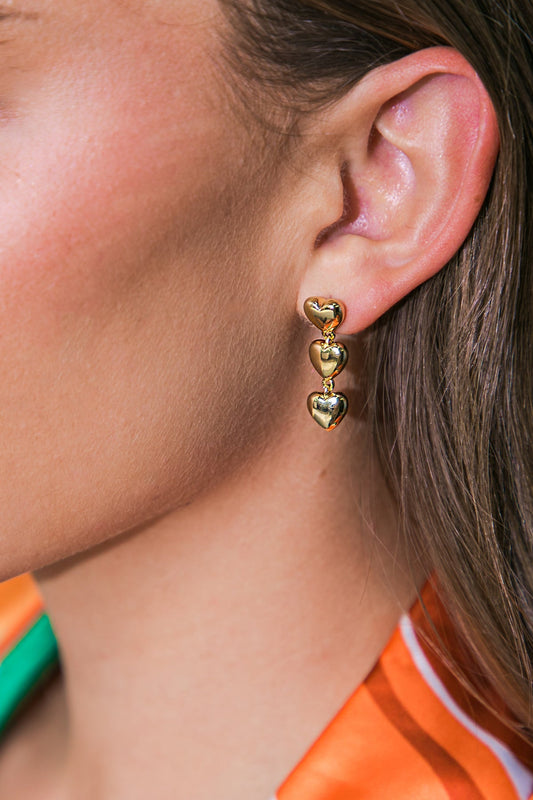 TRIPLE HEART DROP CLIP-ON EARRINGS Flying Tomato